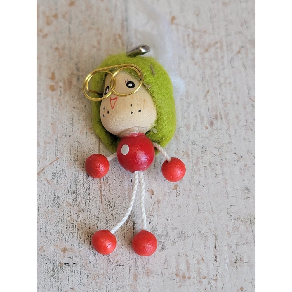 Vintage mini elf pin unique doll Santa helper unique ornament Xmas home decor